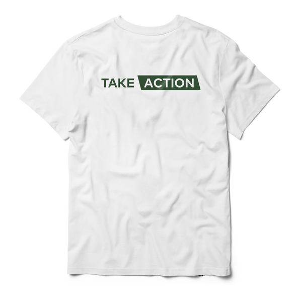 Take Action: White Spartan Proteins T-Shirt